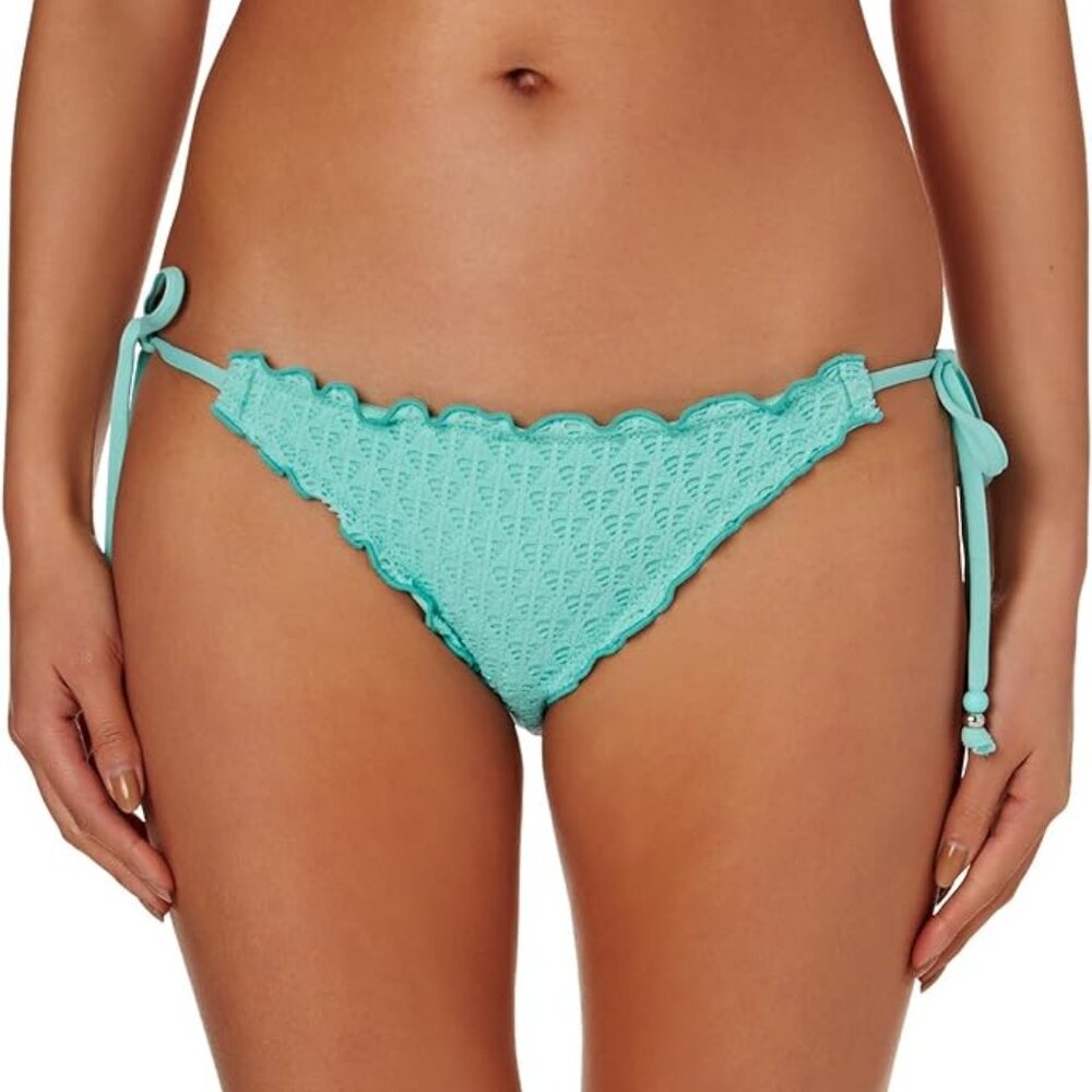 Seafolly Turquoise High-Waisted Swimsuit Panties Havana Hipster Tie Side Size 8